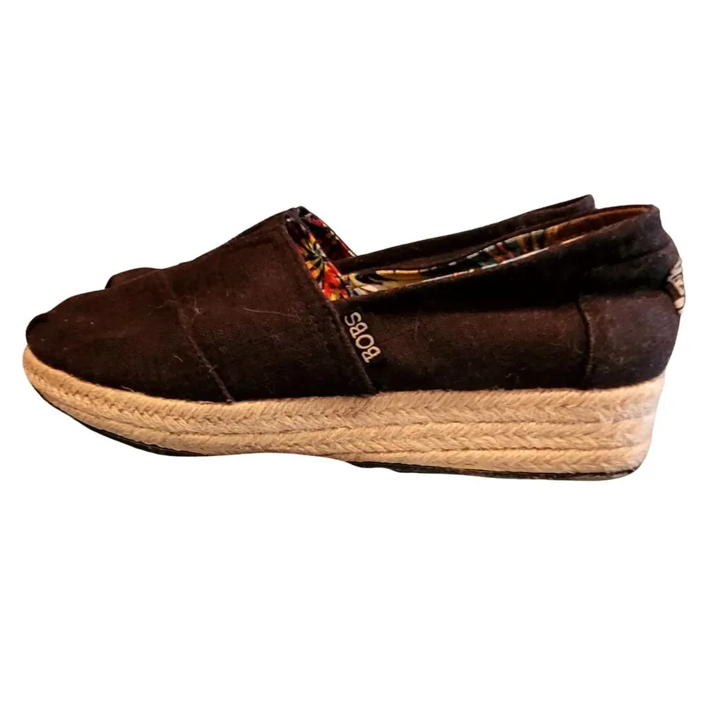 Skechers BOBS Women’s Urban Highlites Black Canvas Slip-On Platform – Size 8.5